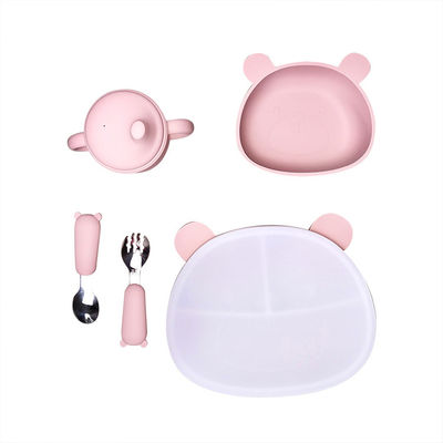 Mua Bộ đồ ăn cho bé bằng silicon hình gấu 6 cái Bát hút miễn phí BPA có nắp online manufacture