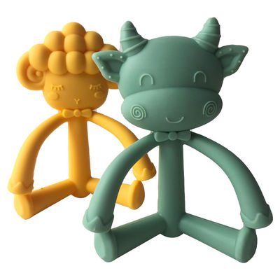 Mua Phim hoạt hình tùy chỉnh Silicone Baby Teether, Bàn chải đánh răng dành cho trẻ sơ sinh bằng silicon cấp thực phẩm Hình dạng bò và cừu online manufacture
