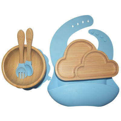 Mua Bộ đĩa sản phẩm silicone trẻ em không chứa BPA Bộ đĩa hút silicone bằng gỗ hình con voi online manufacture
