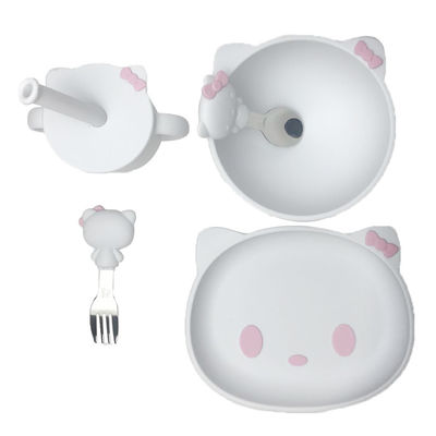 Kích thước tùy chỉnh Cartoon Kitten Shape Baby Silicone Feed Set Bpa Free