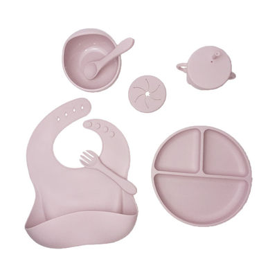 Bộ dụng cụ ăn bằng silicon cho bé không thể phá vỡ Bộ 5 chiếc cấp thực phẩm với cốc sippy