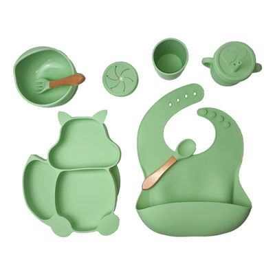 Hình dạng con sóc Cốc hút Tấm và Bát Silicone 6 Cái OEM Cấp thực phẩm