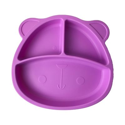 Bộ đĩa ăn cho bé Silicone Kích thước tùy chỉnh Hình dạng gấu tím Thân thiện với môi mềm