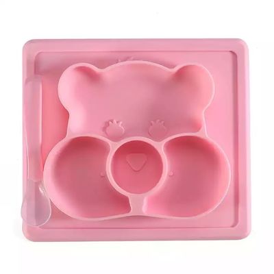 Silicone tùy chỉnh hình gấu cho bé ăn Bát hút và đĩa có thìa