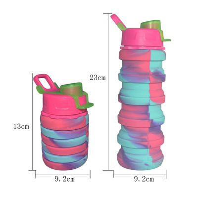 Chai nước uống thể thao bằng silicon nhiều màu có thể gập lại tùy chỉnh 500ml