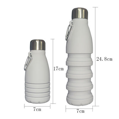 Chai nước tái sử dụng có thể phân hủy sinh học có thể gập lại bằng silicone 550ml Màu xám tùy chỉnh