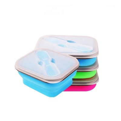 Hộp cơm trưa có thể thu gọn bằng silicon có thể tái sử dụng Hộp đựng thực phẩm lưu trữ tùy chỉnh Hộp đựng bằng silicon