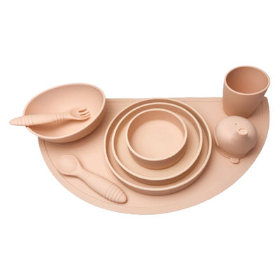 Bộ bát và đĩa hút dành cho trẻ sơ sinh Cấp thực phẩm bằng silicone có thìa