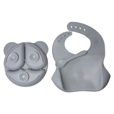 Đĩa thức ăn Bộ đồ ăn cho bé Bộ đồ ăn bằng silicon Kích thước tùy chỉnh Hình dạng gấu xám 3 cái