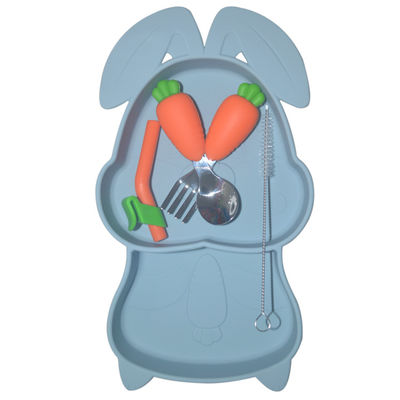 Bộ 6 Tấm Silicone Cho Bé Ăn Đĩa Không Độc Hại Món Ăn Với Cốc Yếm Đĩa Bát Muỗng Nĩa