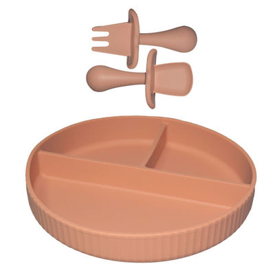 MHC đồ dùng trên bàn Baby silicone cho ăn Set đĩa đúc và muỗng cho trẻ sơ sinh trẻ em