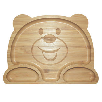 MHC Silicon chia hút ăn trẻ em Thực phẩm gỗ Bamboo Bàn bếp Silicon Baby Plate