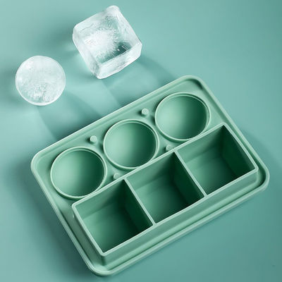 MHC Ice Cube Trays cho tủ đông silicone với nắp hình vuông lớn và tròn dụng cụ kem