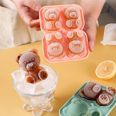 MHC Custom Shape Logo Factory Wholesale Pink Animal Ice Cube Tray Silicone 3D nhỏ hình gấu hình đá