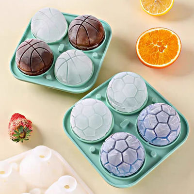 MHC Xử lý môi trường silicone Ice Cube Trays cho tủ đông với cover Balls 3D Football Round Ice Mould