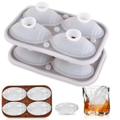 MHC Factory Wholesale Ice Cube Tray Shapes Funny With Lid Balls 3D Rugby Football Ice Tray
