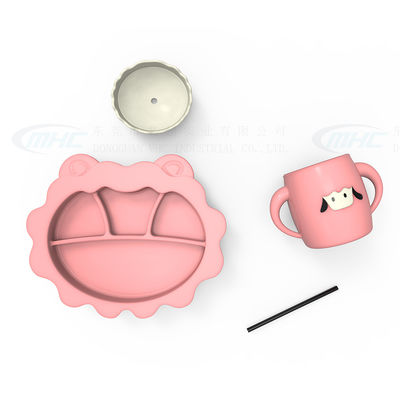 MHC Con cừu sơ sinh Silikon Trà cho bé bút Bowl Bib Spoons Essentials Suction Plate Set