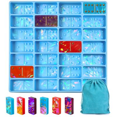 MHC Crystal Silicone Đặt Domino Độc đáo Thiết kế Holographic 3D khuôn nhựa epoxy