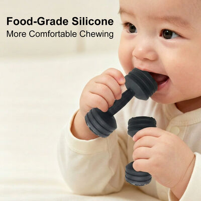 Đồ chơi gặm nướu hình tạ bằng silicone cấp thực phẩm cho bé, không chứa BPA, đồ chơi mọc răng cho trẻ sơ sinh, thanh mài răng bằng silicone mềm cho bé